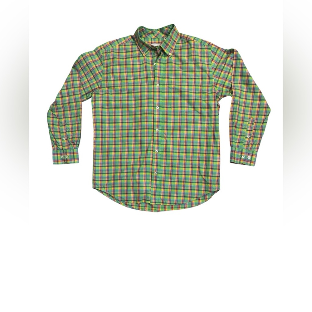 Oliver Ridley Button Down Shirt Men’s M Green Plaid Long Sleeve Cotton